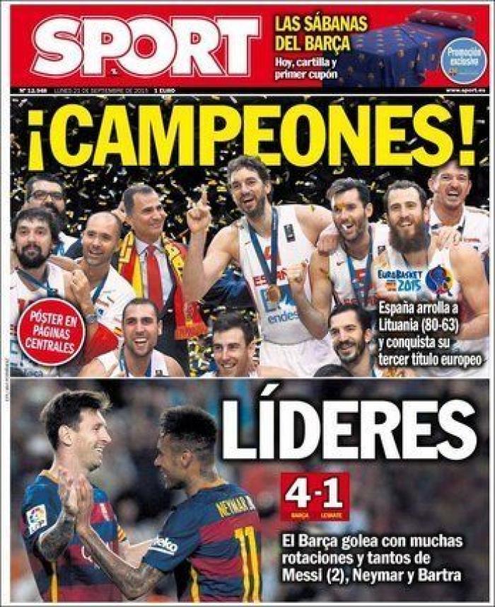 Eurobasket 2015: Las portadas del oro de España