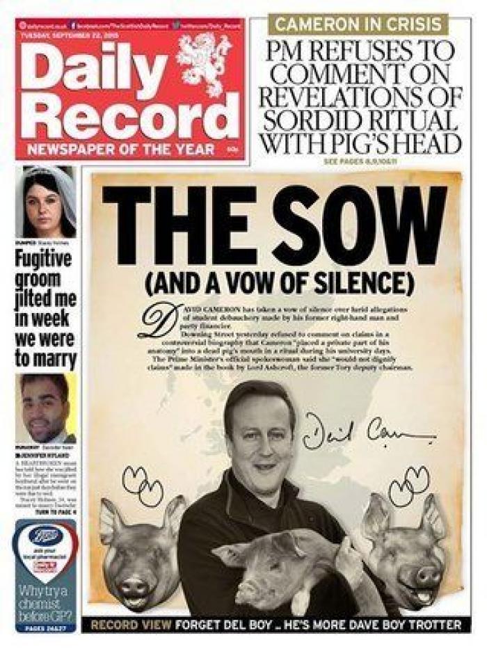 La prensa británica se mofa de Cameron y su 'Piggate'