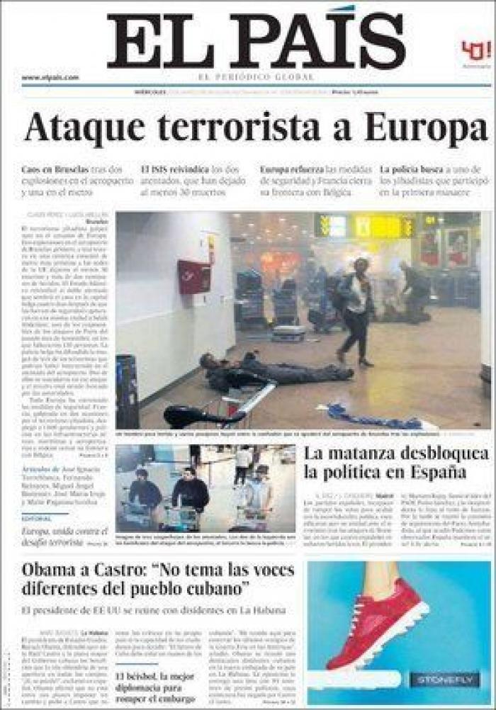 Las portadas de la prensa tras los atentados en Bruselas