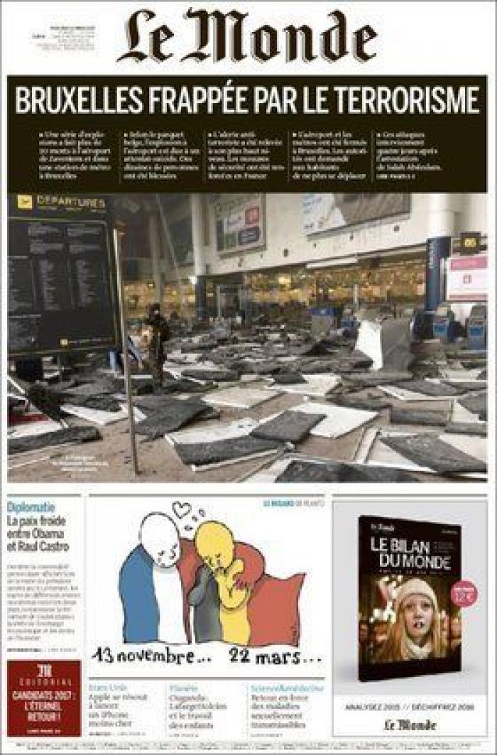 Las portadas de la prensa tras los atentados en Bruselas