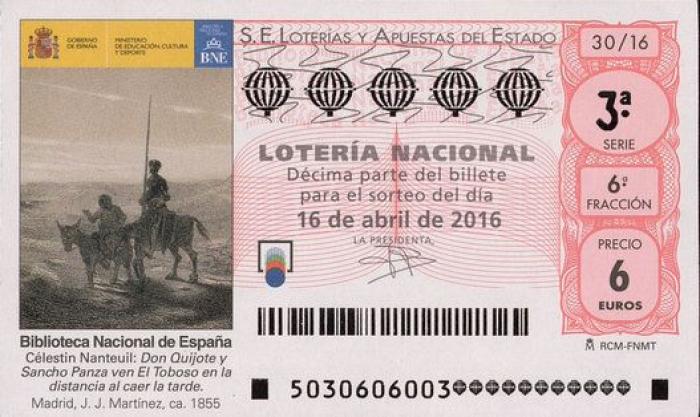 Así son los cuatro billetes de Lotería que conmemoran el cuarto centenario de la muerte de Cervantes