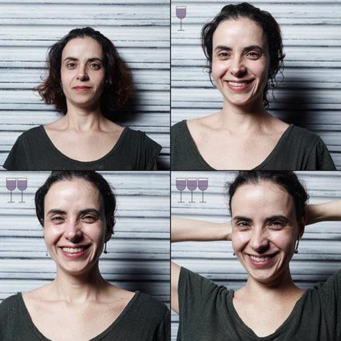 Una foto sobrio... y con una, dos y tres copas de vino: así cambiamos
