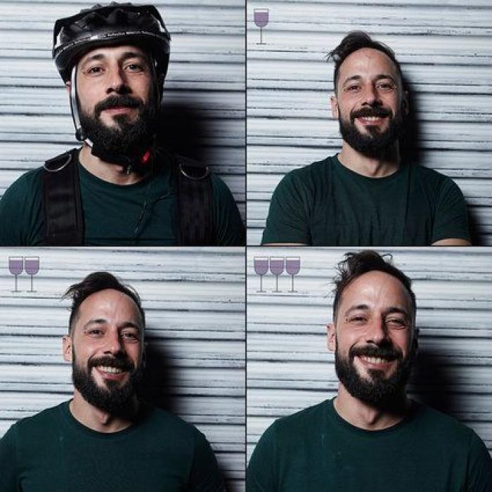 Una foto sobrio... y con una, dos y tres copas de vino: así cambiamos