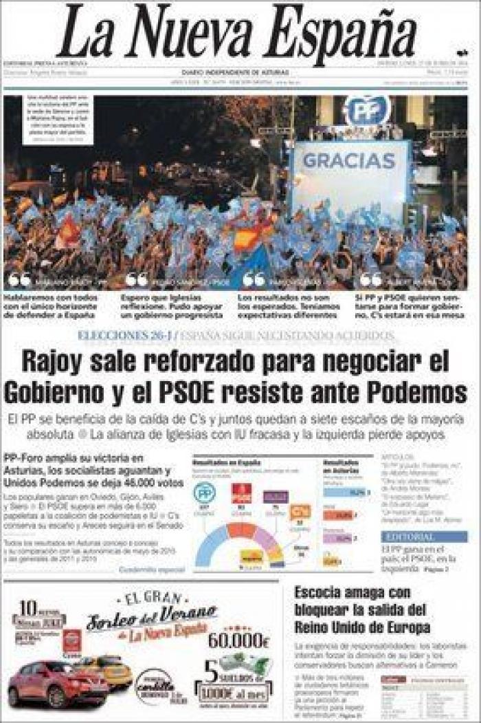 Las portadas de la victoria electoral del PP