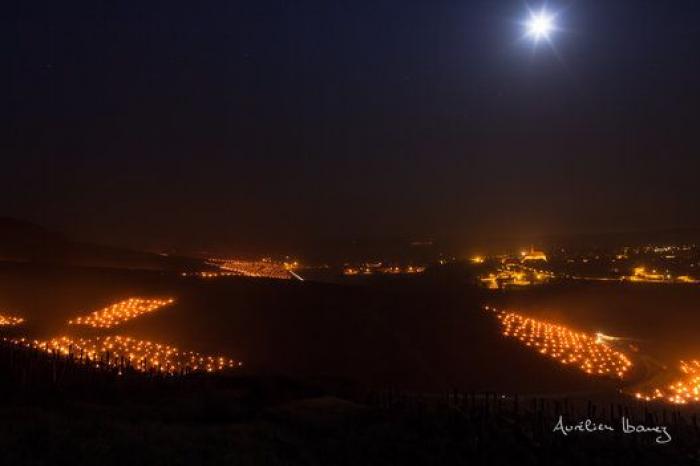 Esta viña francesa se ha calentado con miles de velas para combatir el frío