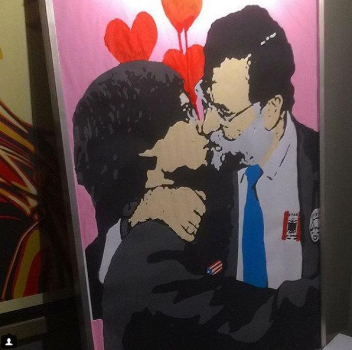 'Amores que no mienten': el artista urbano Tvboy representa así los posibles pactos en Cataluña.