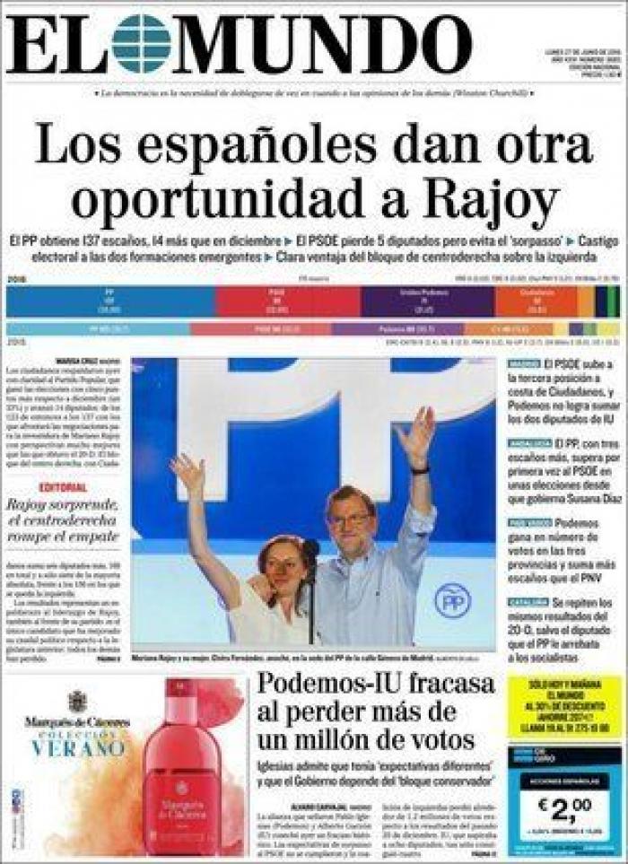 Las portadas de la victoria electoral del PP
