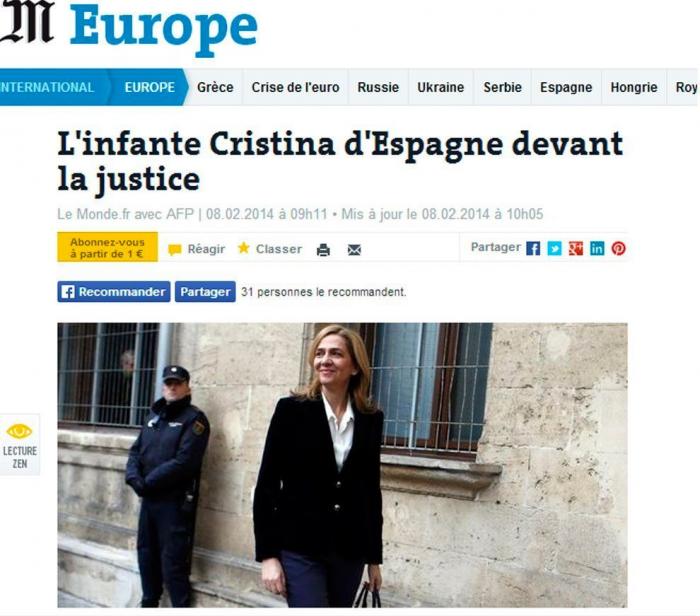 Los medios extranjeros, sobre la infanta: "El daño significativo a la corona está hecho"