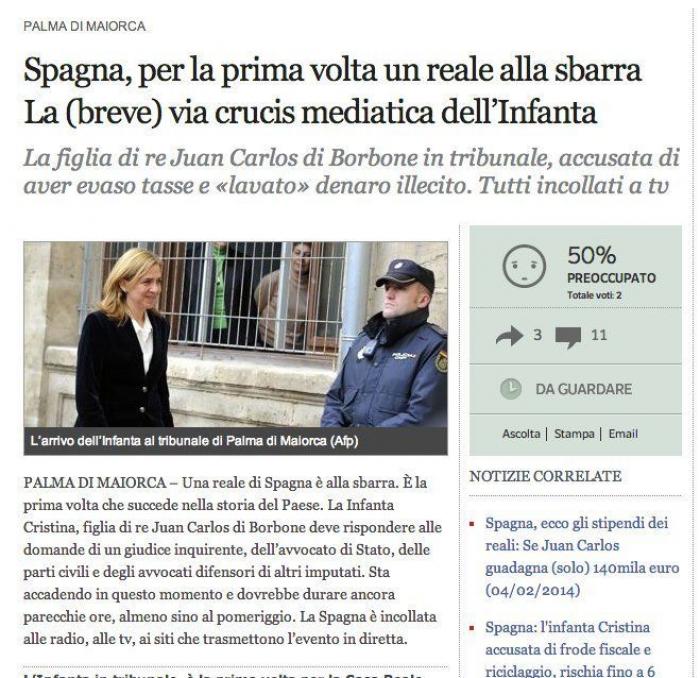 Los medios extranjeros, sobre la infanta: "El daño significativo a la corona está hecho"