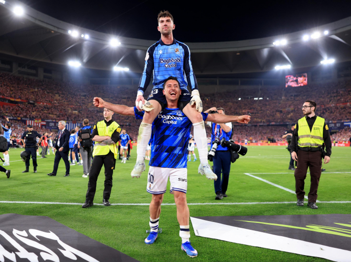Marrero y Oyarzábal, durante la celebración de la Real Sociedad en La Cartuja