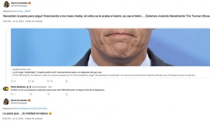 Tuit contra Sánchez de Marta Fernández