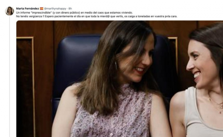 Uno de los tuits de Marta Fernández