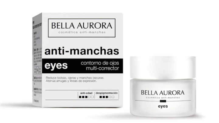 La crema para el contorno de los ojos de Bella Aurora brinda un efecto despigmentante, eliminando visiblemente las manchas de la piel y unificando el tono del cutis. Además, es hidratante, antiarrugas y antiojeras (15 ml)