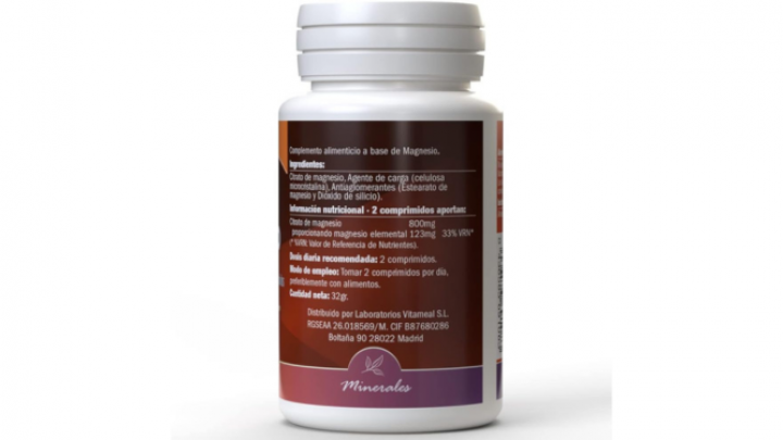 Vista de la etiqueta del citrato de magnesio NaturBite.
