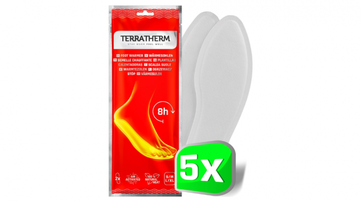 Plantillas calentadoras con almohadillas térmicas para pies fríos de TerraTherm.