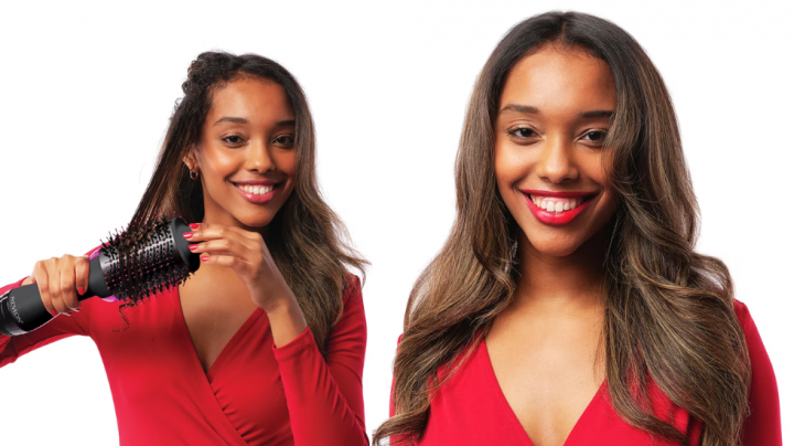 Cepillo secador y moldeador para el pelo de Revlon, fácil y cómodo de manejar.