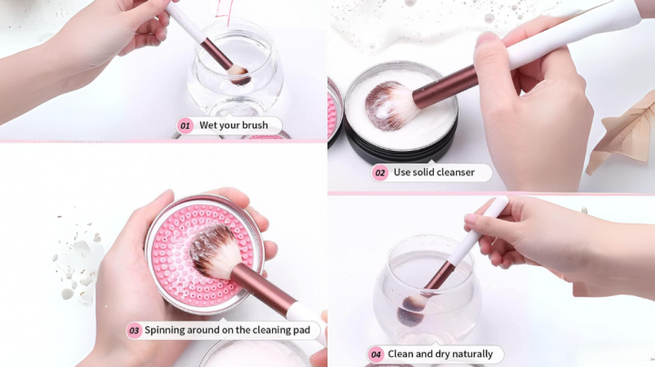 Pasos a seguir para limpiar las brochas de maquillaje con el limpiador de DUcare