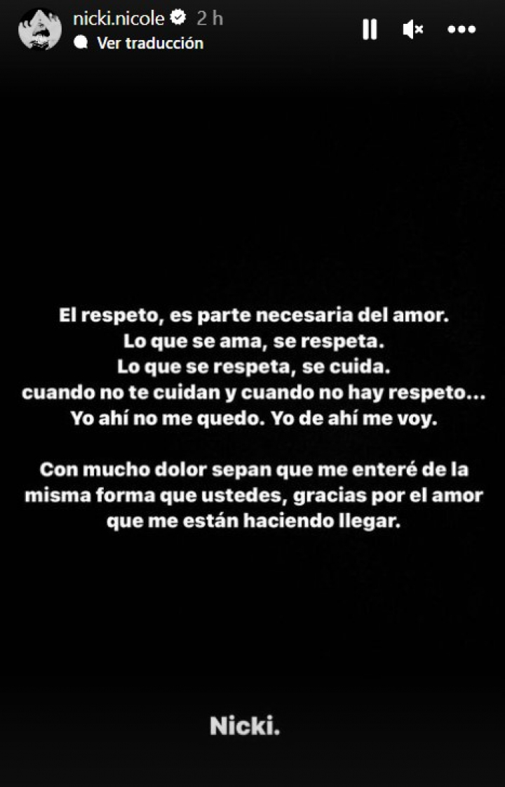 Story de Nicki Nicole