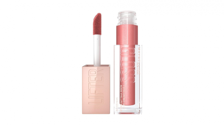Brillo de labios estilo coquette de Maybelline New York, con ácido hialurónico y efecto volúmen, además de hidratar, top ventas belleza.