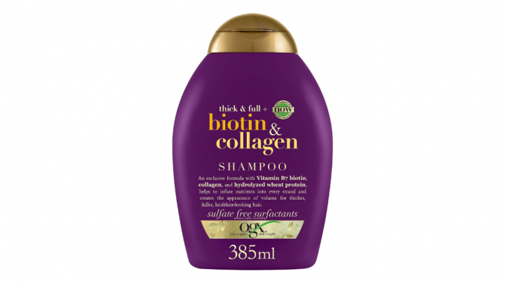 Champú sin sulfatos ni parabenos de OGX, con colágeno y proteína de trigo, voluminizador y texturizador del cabello (385 ml), top ventas belleza.