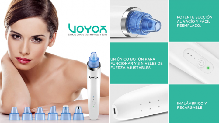 El succionador de poros de Voyor tiene tres niveles de intensidad ajustables