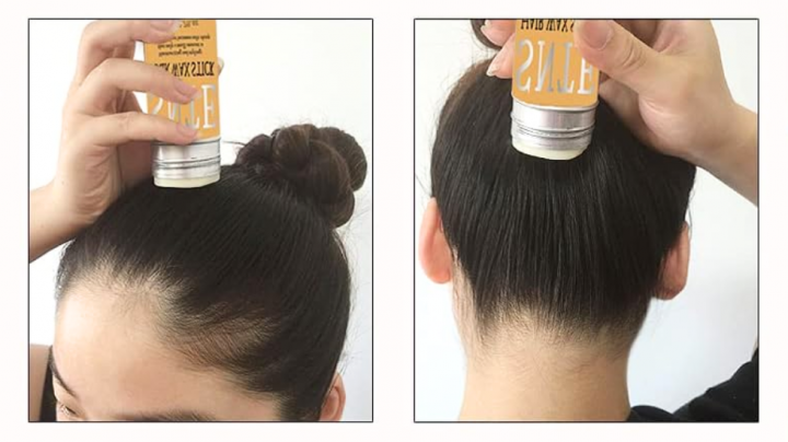 La crema capilar fijadora para moños y peinados tiene un formato de barra muy fácil de aplicar.