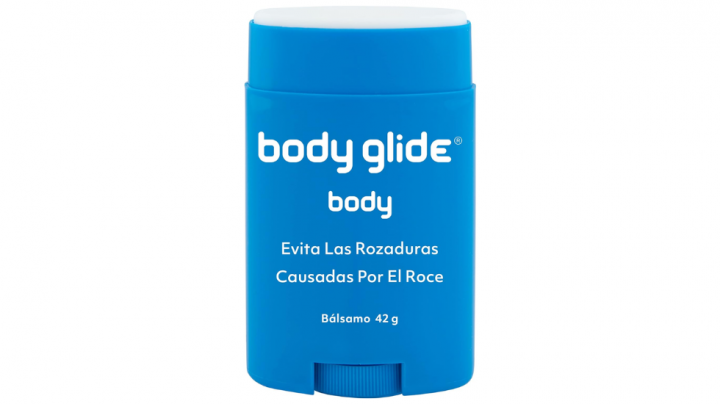 Bálsamo antirozaduras para muslos en formato stick de Body Glide, resistente al sudor, no graso.Protege contra la fricción y la irritación.