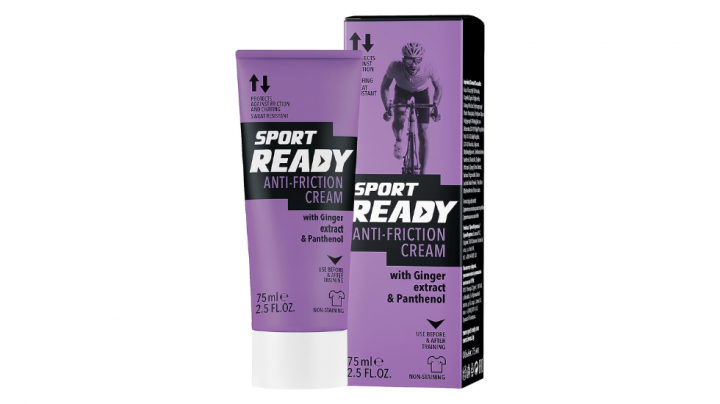 Crema antifricción para rozaduras en los muslos Sport Ready (75 ml), no transfiere y es resistente al sudor.