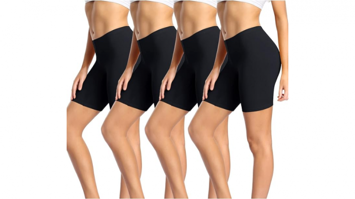 Pack de cuatro leggings boxer antirozaduras en color negro, tallas S-5XL