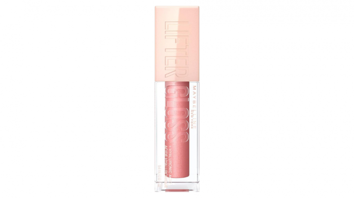Brillo de labios con ácido hialurónico y en tono nude para un lip combo de Maybelline New York.