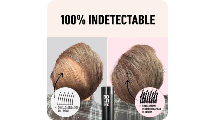 Antes y después de utilizar un rellenador de cabello