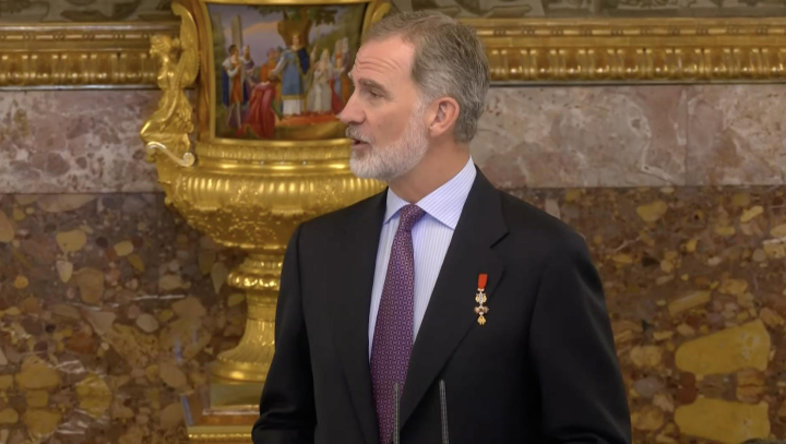 El rey Felipe VI, durante el brindis en el Palacio Real.