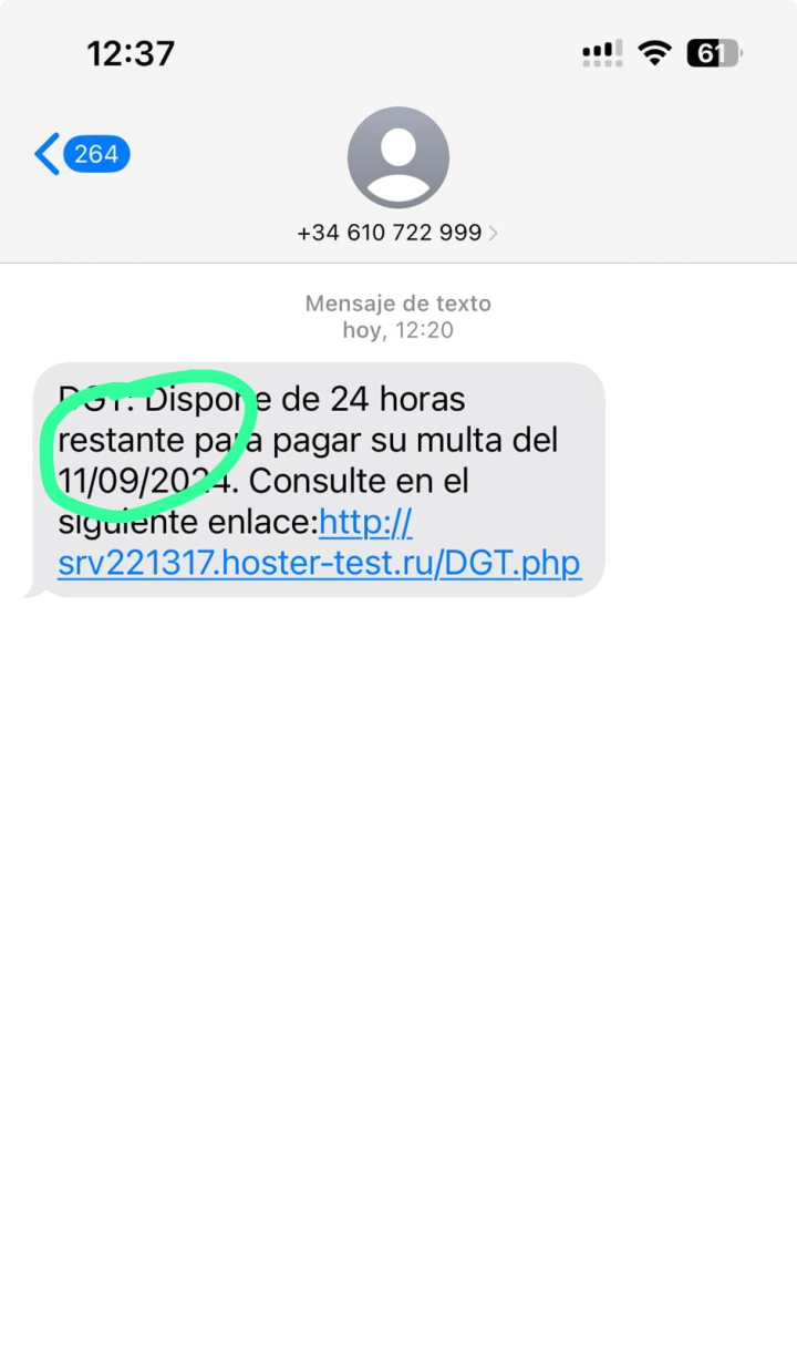 Nuevo mensaje falso de la DGT con falta