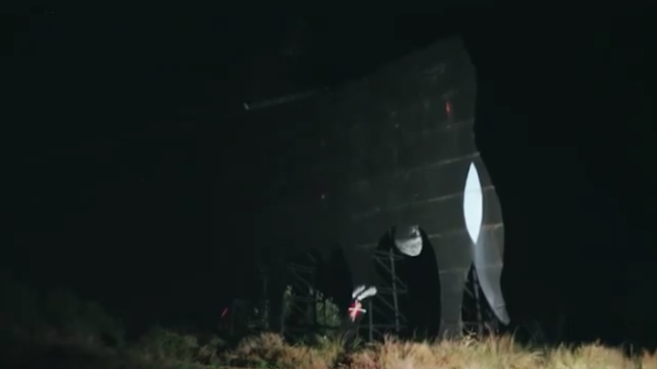 Momento de la acción contra el toro de Osborne en Tudela (Navarra), por parte de Ernai.