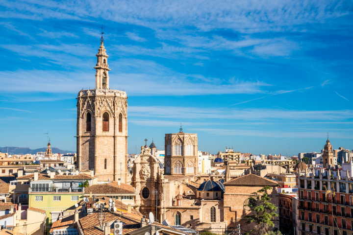Vista aérea de la catedral de Valencia.