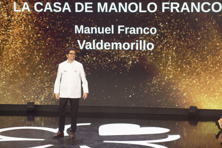 Manuel Franco en el momento que recibe su estrella Michelin.