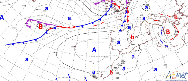 Mapa de previsión de la AEMET
