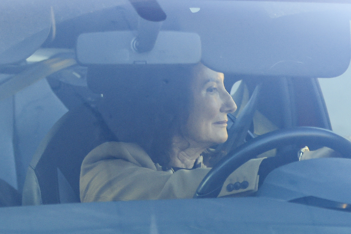 Paloma Rocasolano, a su llegada a la merienda de Jesús Ortiz.