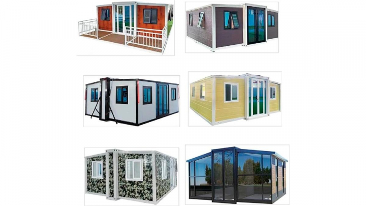 Casas prefabricada sobre fondo blanco