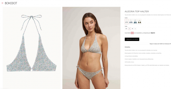 El bikini en la web de la marca.