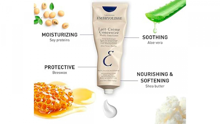 Crema facial francesa sobre fondo blanco