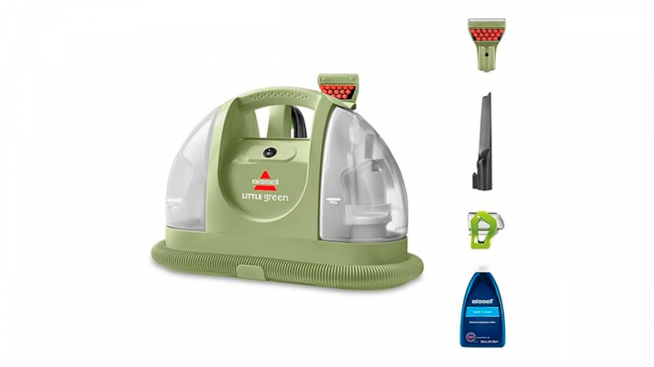 Aspirador Bissell sobre fondo blanco.