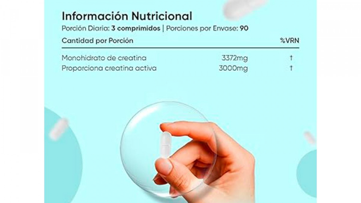 Creatina sobre fondo blanco