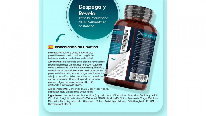 Creatina sobre fondo blanco