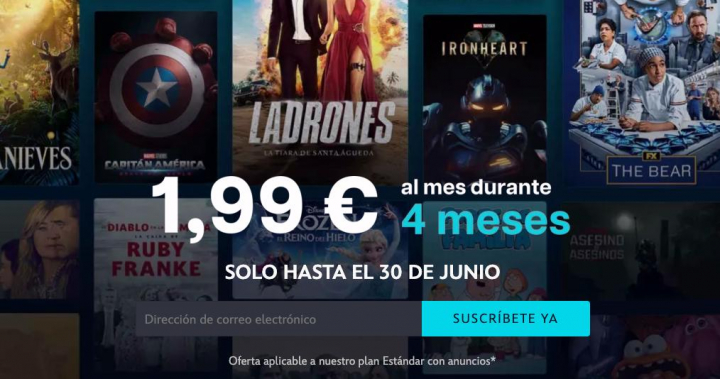 Captura de pantalla de la web de Disney +.