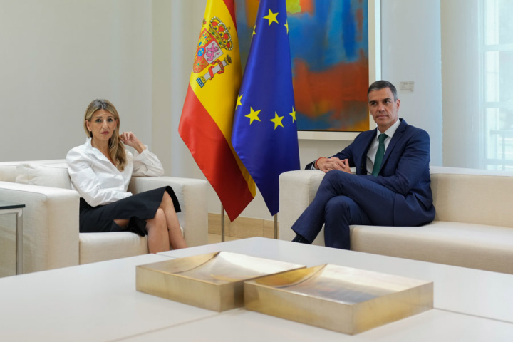Yolanda Díaz y Pedro Sánchez, este lunes en La Moncloa
