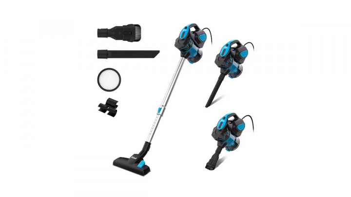 Aspiradora sobre fondo blanco.