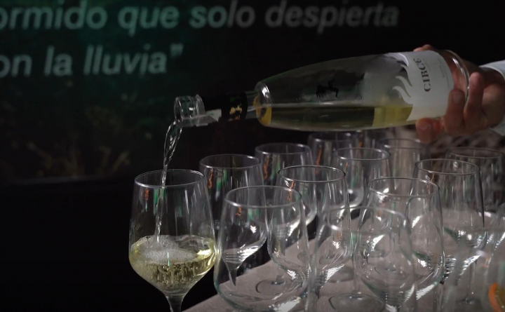 alt="alt="Los invitados fueron recibidos con una copa de vino fresquita de Circe Verdejo, patrocinador del evento""
