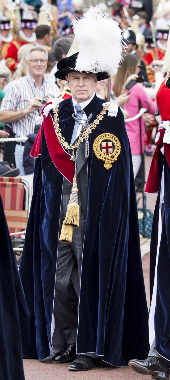 El príncipe Andrés en la procesión de la Orden de la Jarretera en 2015