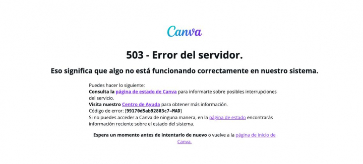 Captura de pantalla de la web de Canva.